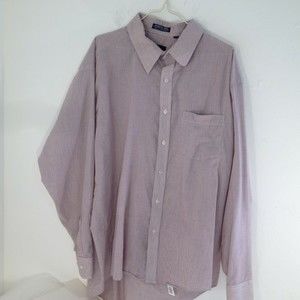 615 Wrinkle Free Brand Long Sleeve Purple/Plum Striped Dress Shirt Sz 17.5 34/35
